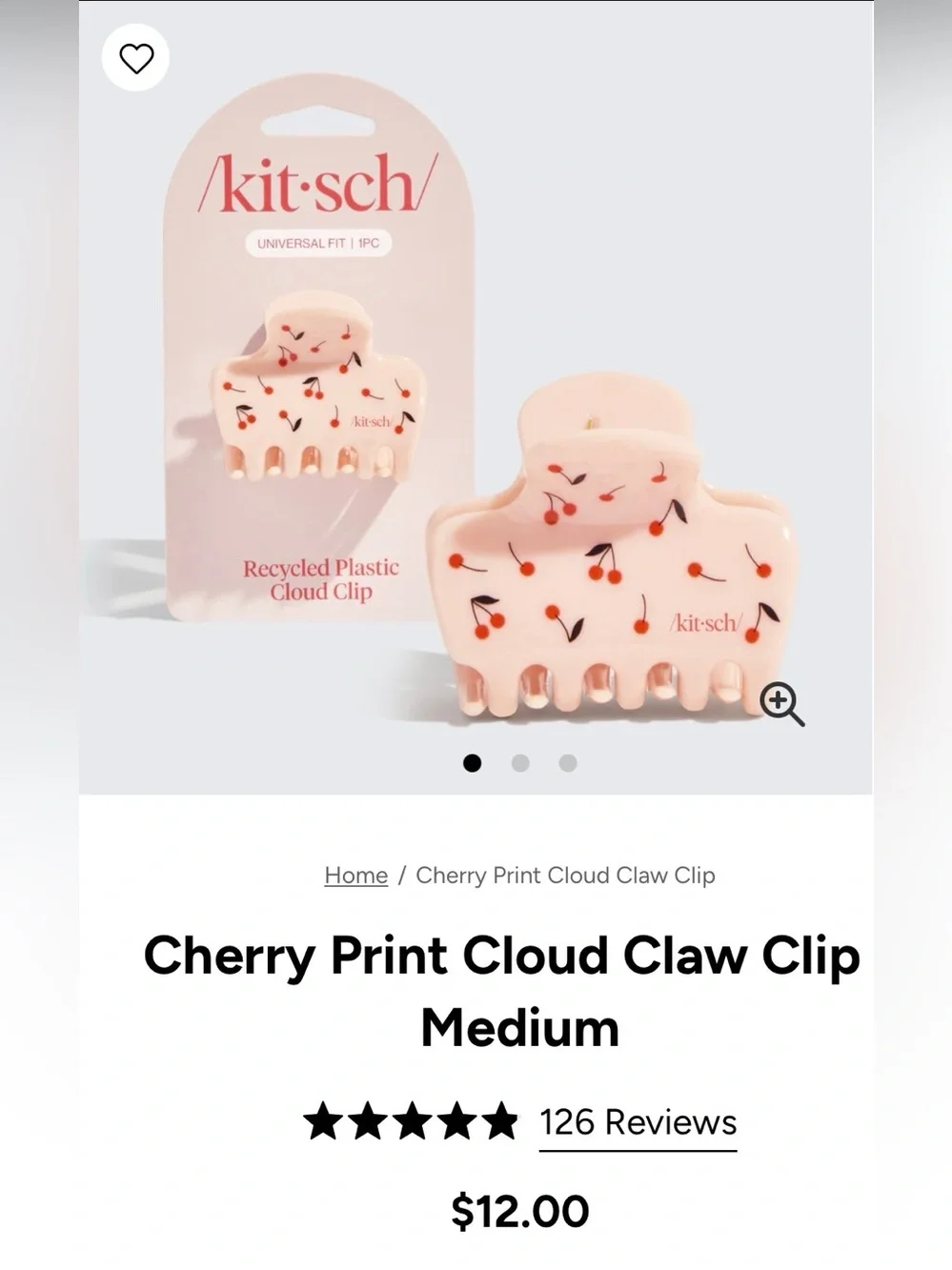 NEW • Kitsch Cherry Print Cloud Claw • Limited Edition + Viral Color/Print